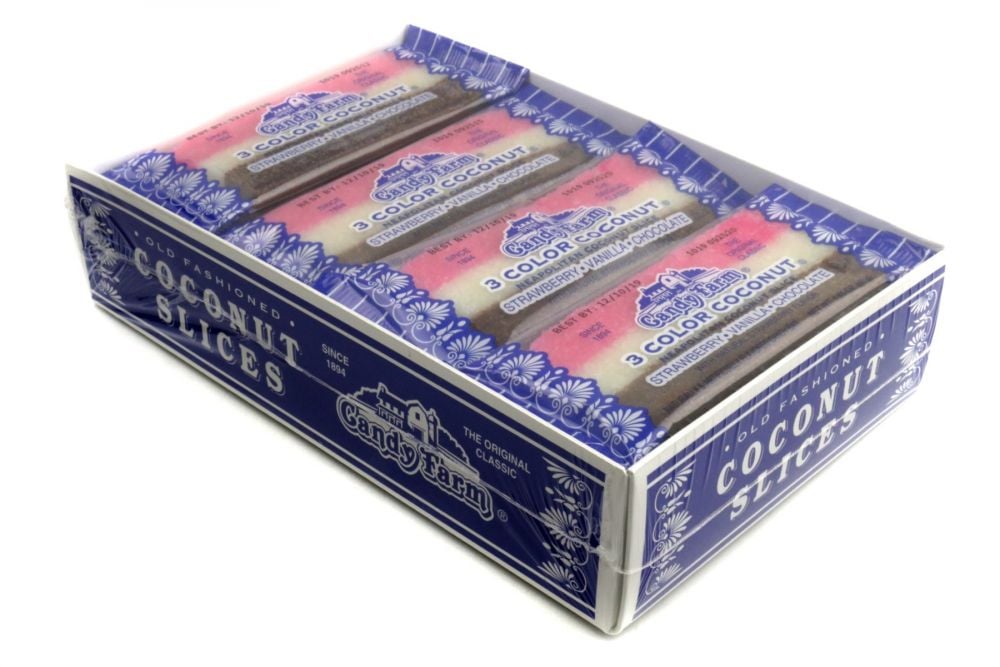 Neapolitan Coconut Slice Candy Bar Bulk Box (2.25 oz, 24 ct