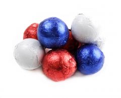Caramel Filled Milk Chocolate Balls Patriotic Red, White, and Blue