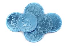 Bright Blue Chocolate Coins