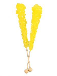 Yellow Rock Candy Sticks - Wrapped 12 Piece 