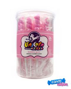 Mini Light Pink Unicorn Lollipops - 24 Piece