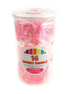 Mini Pink Swirl Lollipops - Strawberry 16 Piece