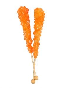 Orange Rock Candy Sticks - Wrapped 12 Piece 