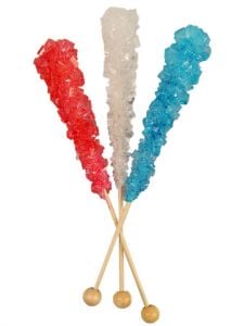 Red White and Blue Rock Candy Sticks Wrapped 12 Piece